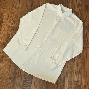 Roundtree & Yorke Gold Label White Dress Shirt Mens 17.5/33 Full Fit Non-Iron